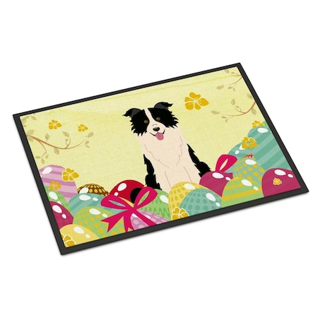 Carolines Treasures 24 x 36 in. Easter Eggs Border Collie Black White Indoor or Outdoor Mat BB6118JMAT